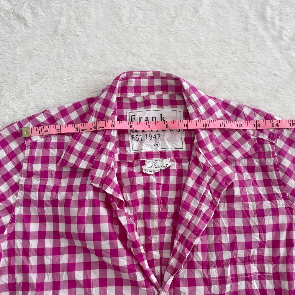 Frank & Eileen Barry Pink Gingham Check Italian Cotton Button Down Shirt Small - Picture 5 of 10